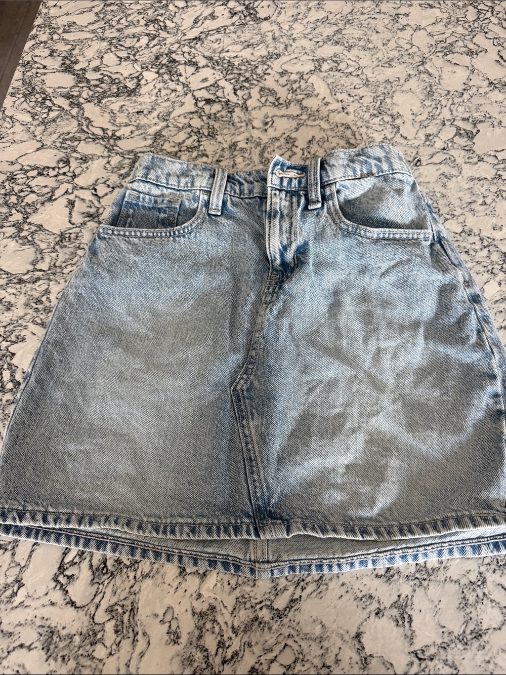 Girls Old Navy Light Wash Denim A-Line Mini Skirt